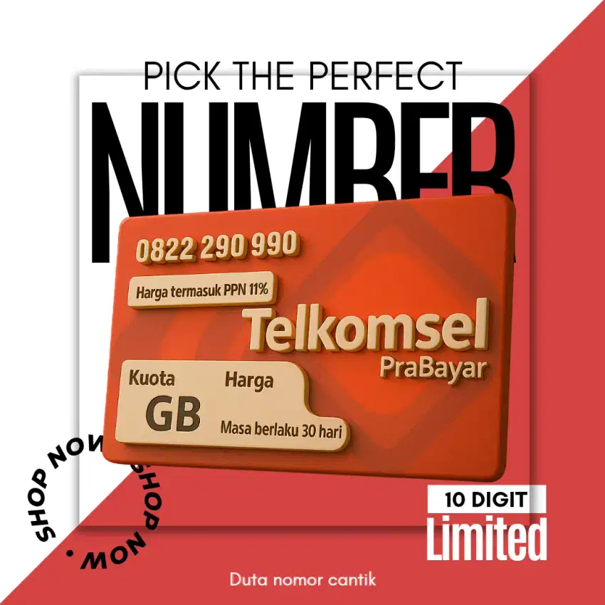 Nomor cantik Telkomsel 5G 10 Digit Kuota 260gb Kartu perdana Telkomsel