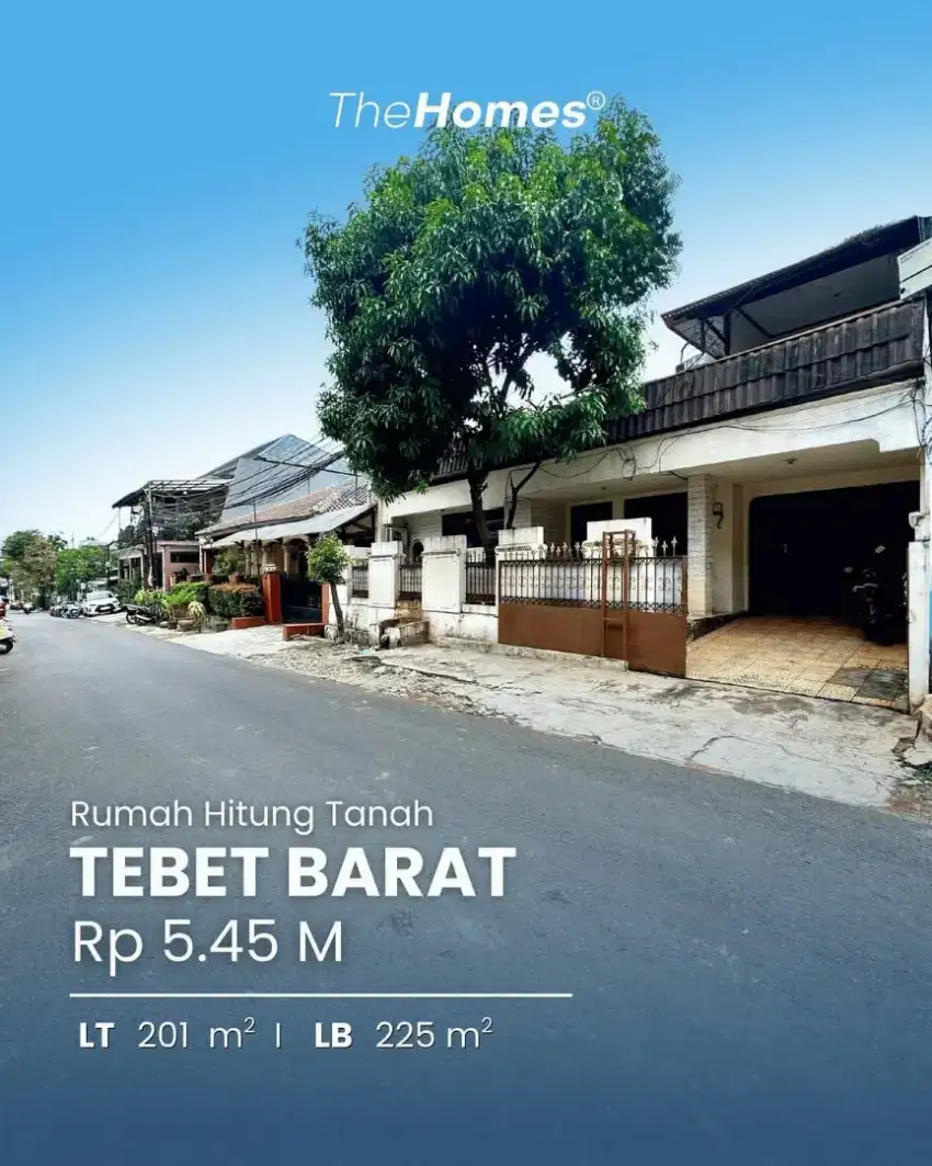 Dijual Rumah Lama Hitung Tanah Akses 2 Mobil Lokasi Tebet Barat