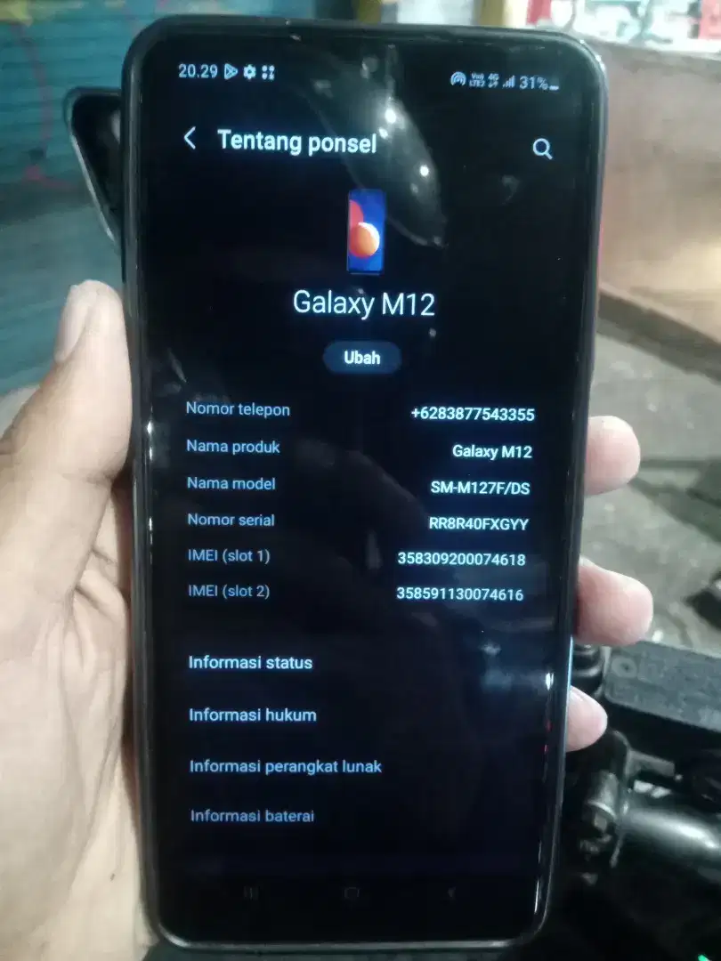 Jual samsung M12 4/64gb mulus