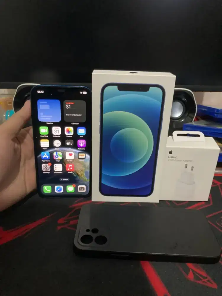 Iphone 12 64GB Fullset IBOX Bonus Adaptor & Casing