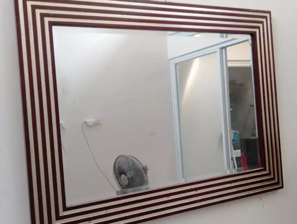 Kaca cermin dinding vintage list jati