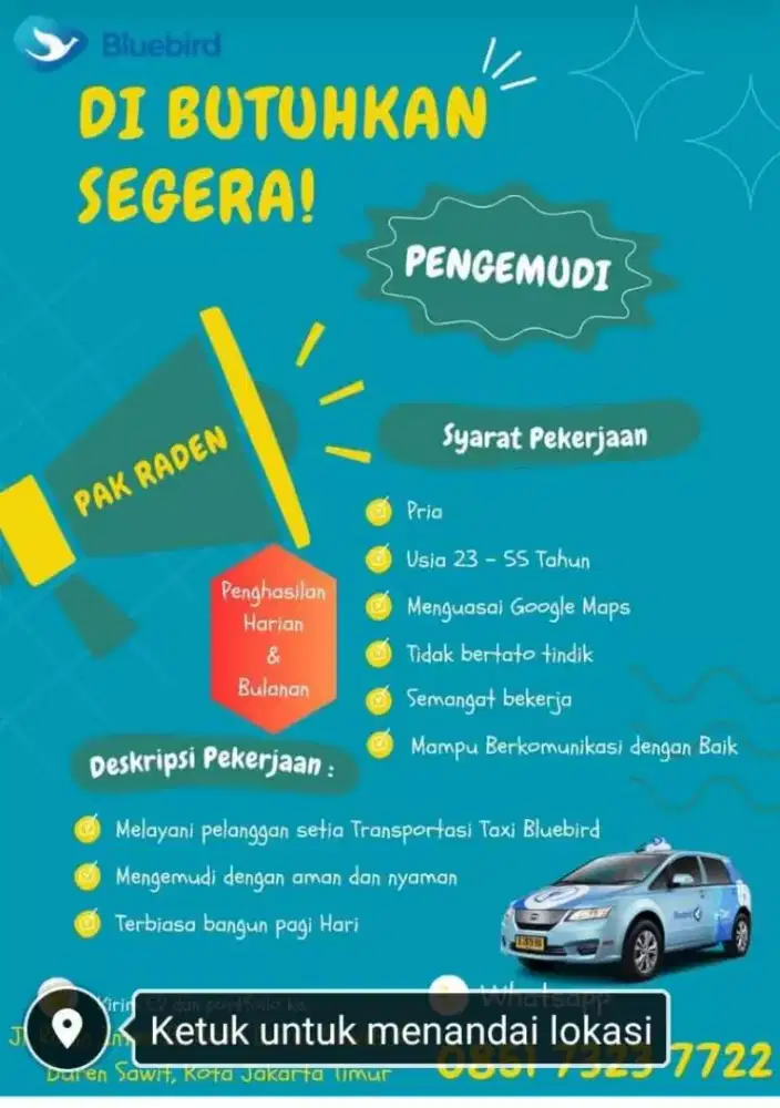 Lowongan Driver mobil biru