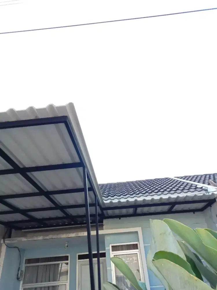 Kanopi rangka hologalvanis atap alderon double layer