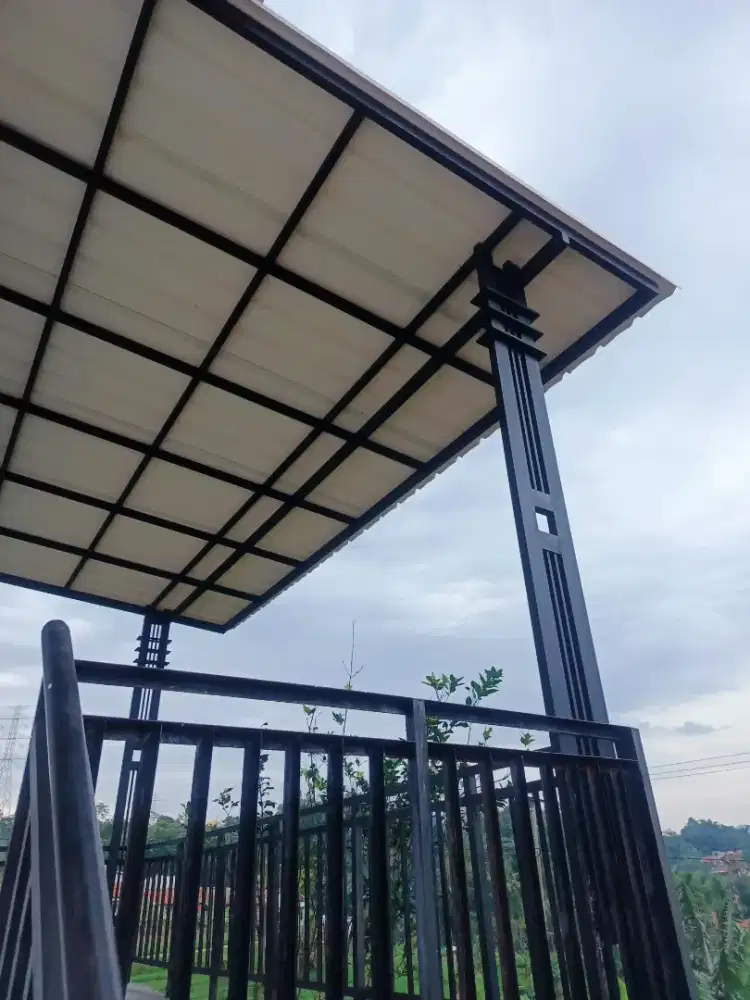 Kanopi rangka hologalvanis atap alderon singlelayer