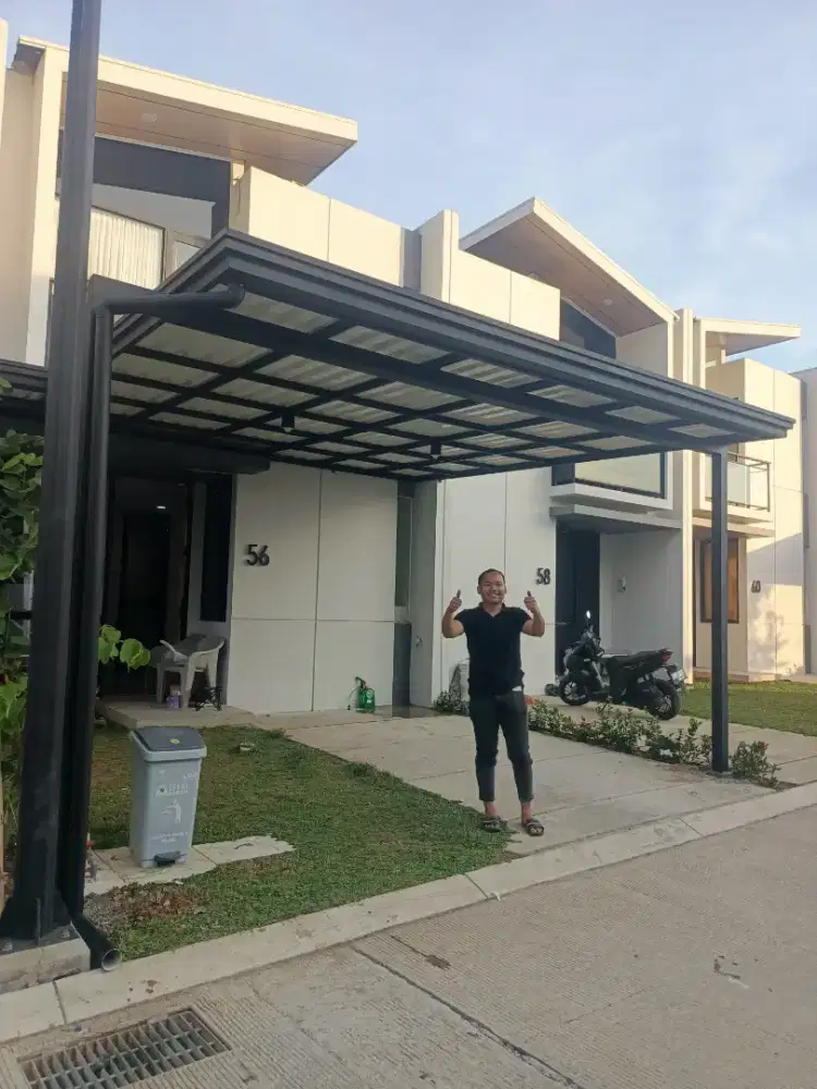 Kanopi rangka hologalvanis atap alderon double