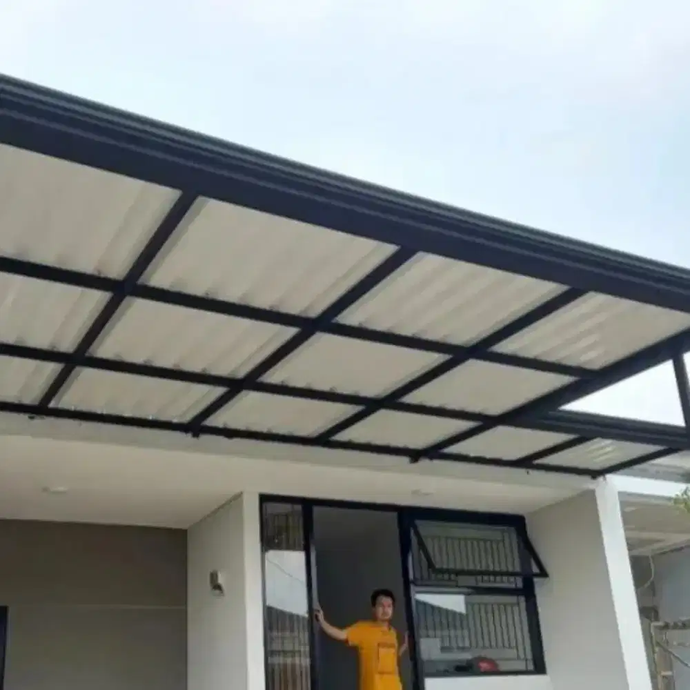 Kanopi rangka hologalvanis atap alderon double layer