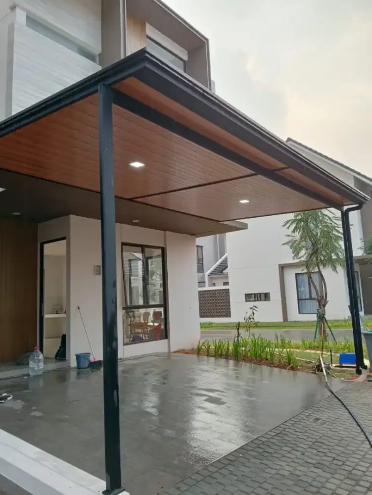 Kanopi rangka hologalvanis atap alderon singlelayer+plafon pvc