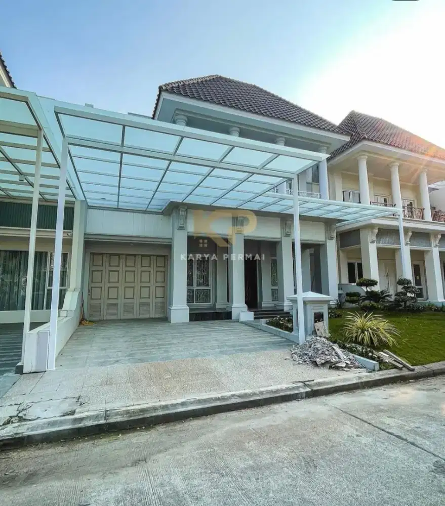 Kanopi rangka hologalvanis atap kaca Tempered 8mm