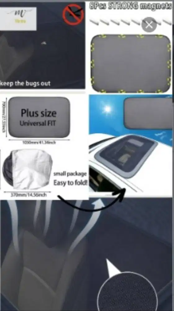 Penutup Tenda Jaring Atap Mobil Magnetik 41.3x27.5 Jaring Pengaman