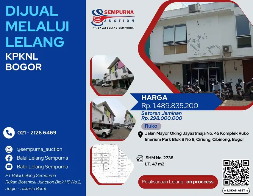 DIJUAL MELALUI LELANG RUKO DI KOTA BOGOR
