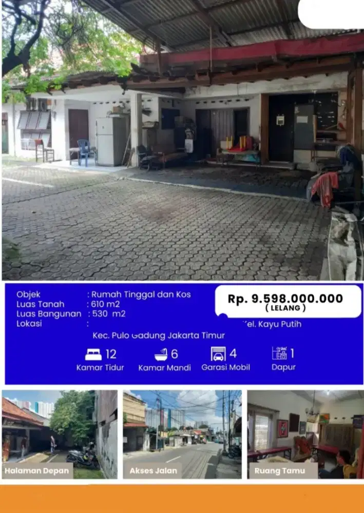 Dijual Rumah Kos Kayu Putih Pulo Gadung
