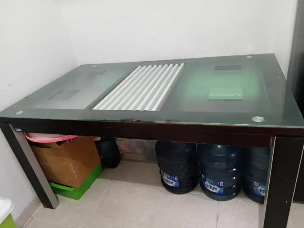 Meja makan set kursi bahan jati aluminium