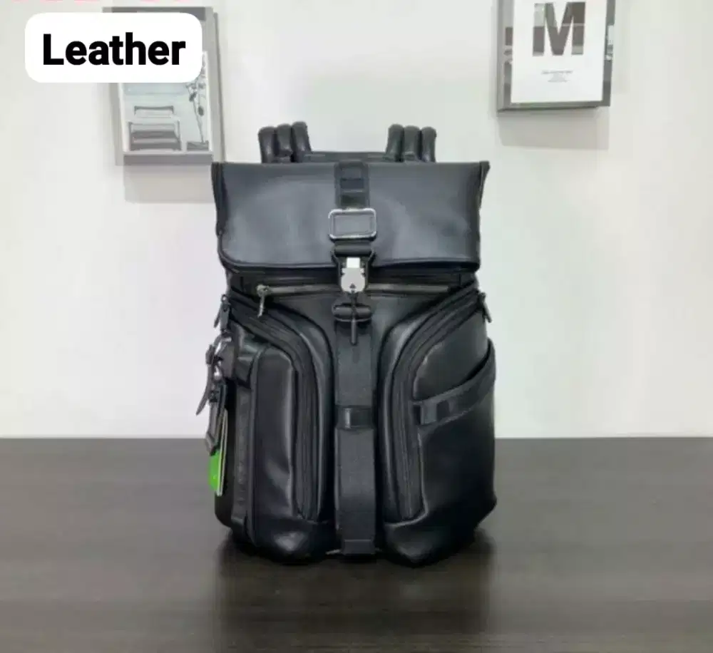 Tas Tumi Ransel Alpha Logistic Backpack Leather Black