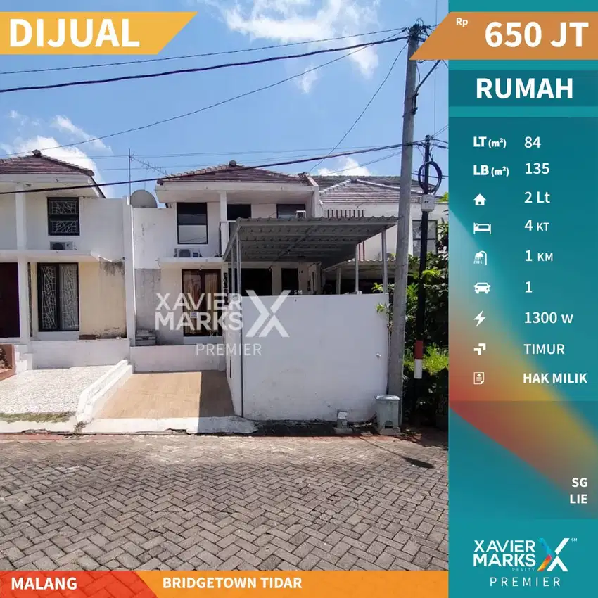 Rumah 2 Lantai di Bridgetown Tidar Malang Murah Terawat