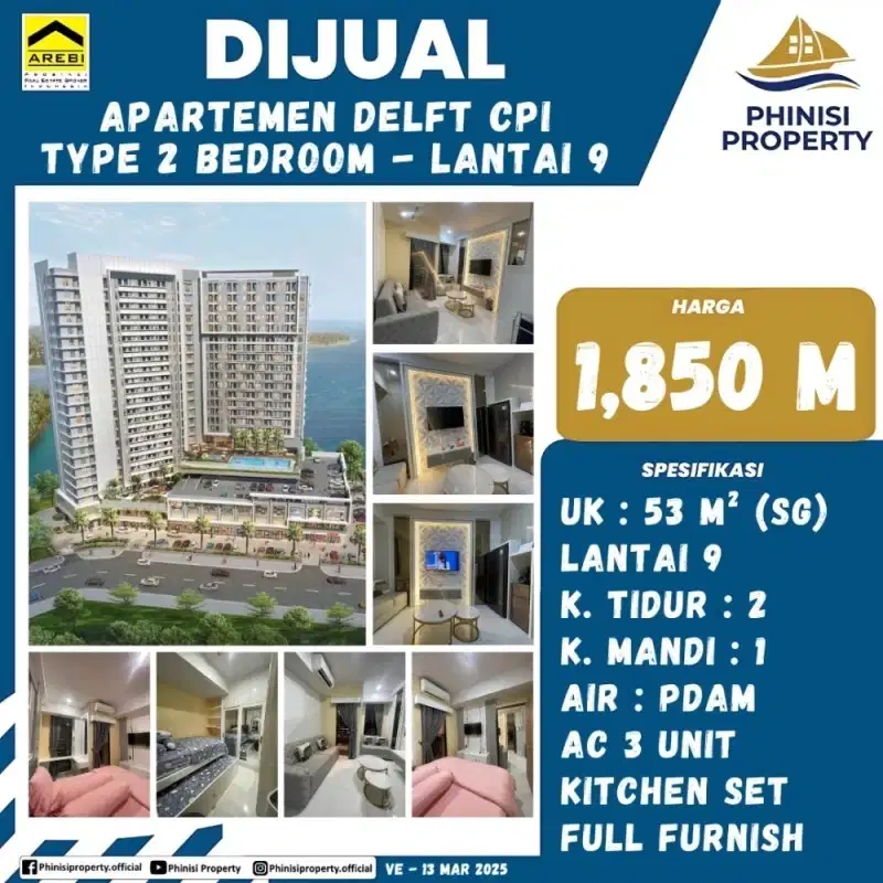 DIJUAL APARTMENT MURAH TYPE 2 BADROOM DI DELFT APARTMENT