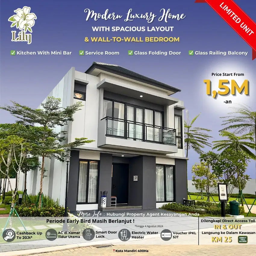 rumah di cluster LILY paramount petals type 6x13