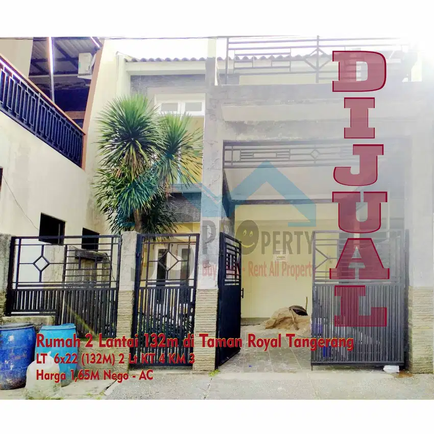 DIJUAL Rumah 2 Lantai 132m  Taman Royal Tangerang Uk 6x22 (132m) - AC