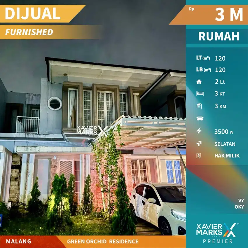 Dijual Rumah Furnished Di Green Orchid Lowokwaru Malang(OLX632)