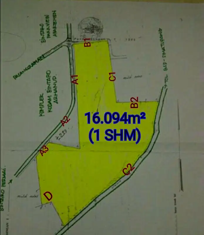 Jual Tanah SHM 1,6 Ha di jl Raya Bintaro permai Jaksel Njop