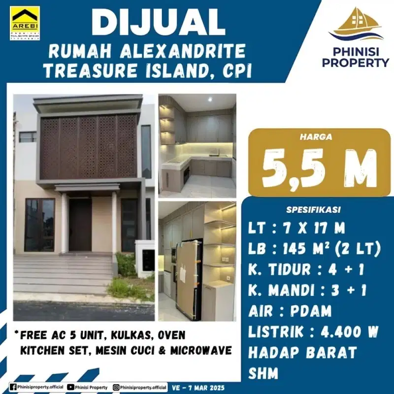 DIJUAL RUMAH DI TREASURE ISLAND CPI CUMA 5,5 M