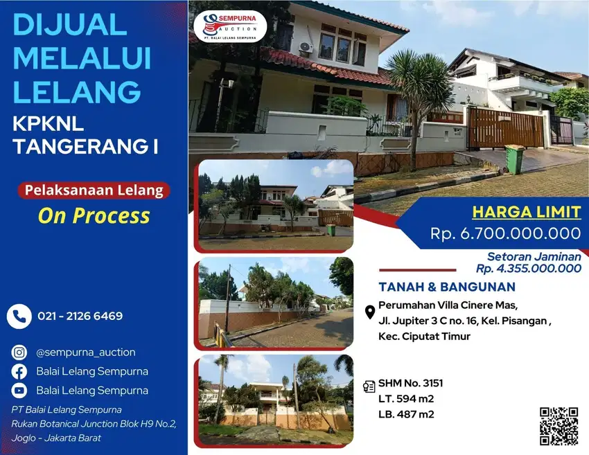 Di Jual Melalui Lelang RT Di Kota Tangerang