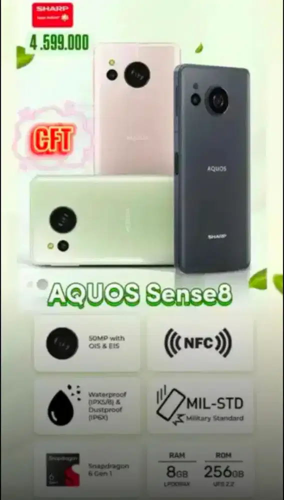 Sharp Aquos sense8 ram 8/256 new segel bergaransi resmi