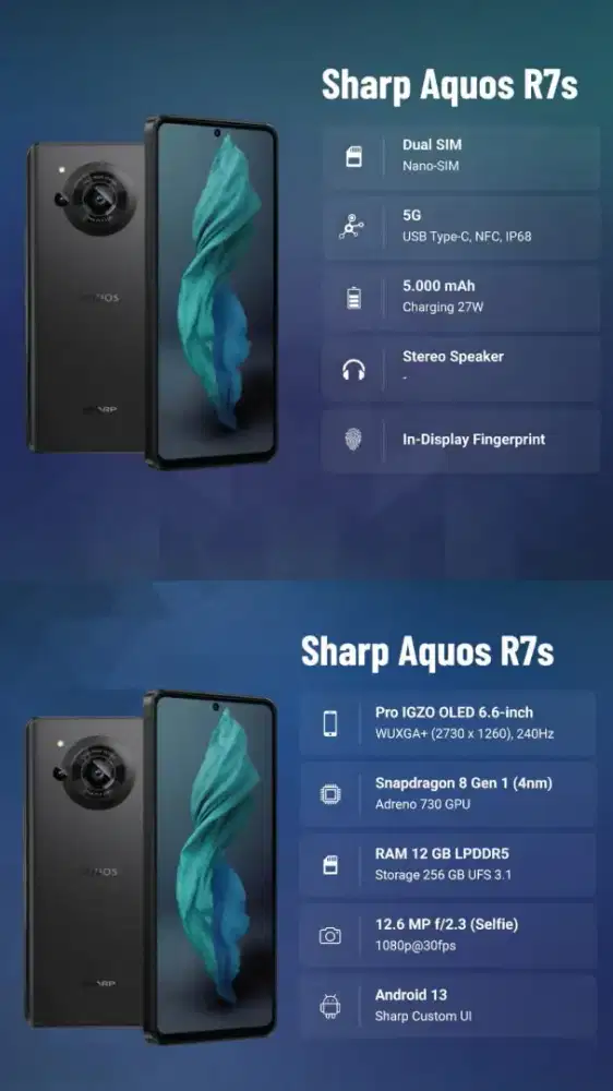 Sharp Aquos R7s ram 12/256GB new segel garansi resmi dijamin ORI