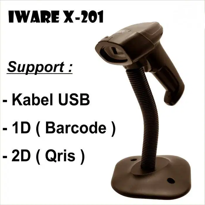 Barcode Scanner IWare X-201 + Stand 2D USB