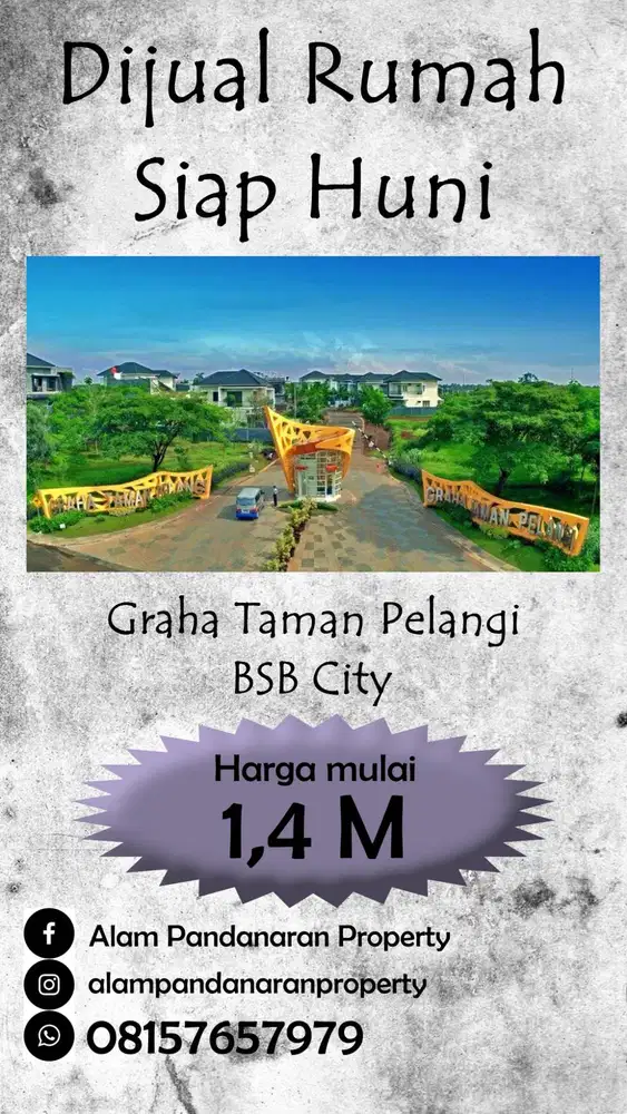Dijual Cepat Rumah Graha Taman Pelangi BSB City