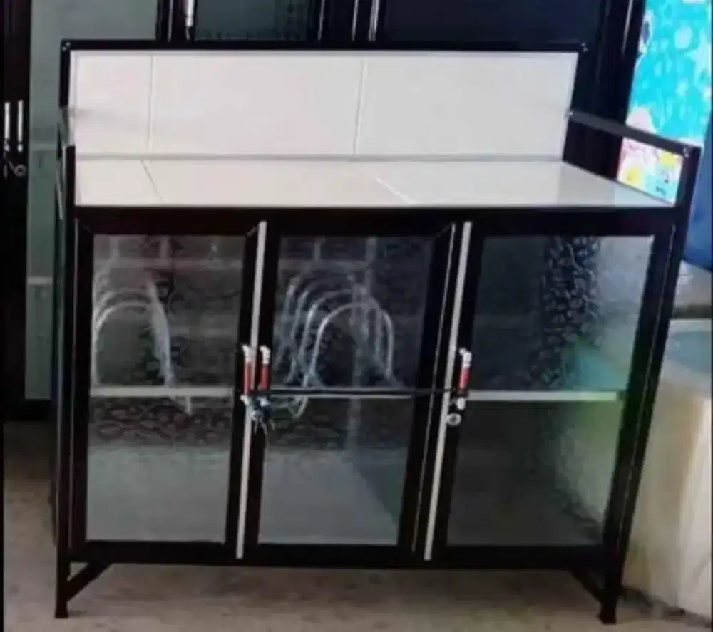 Rak Kompor & Rak Piring Aluminium Frame Coklat Kaca Es 100-70