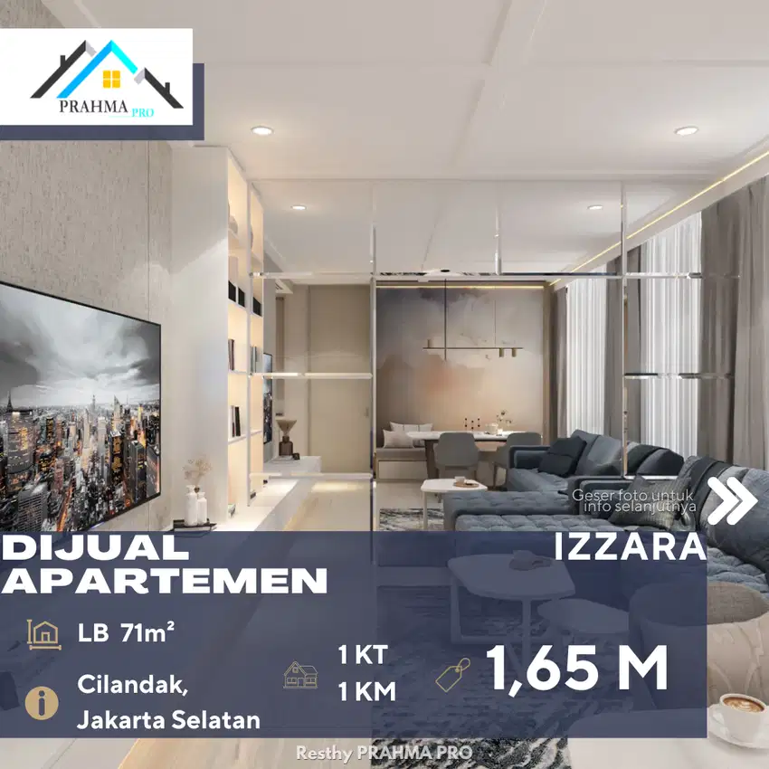 Cilandak Jakarta Selatan Dijual Apartemen Izzara 2BR Fully Furnish