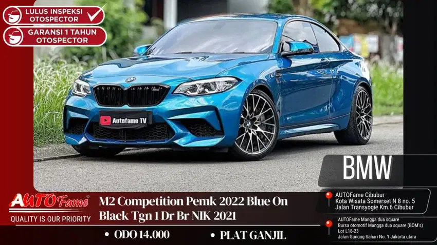 BMW M2 Competition Pemk 2022 Blue On Black NIK 2021