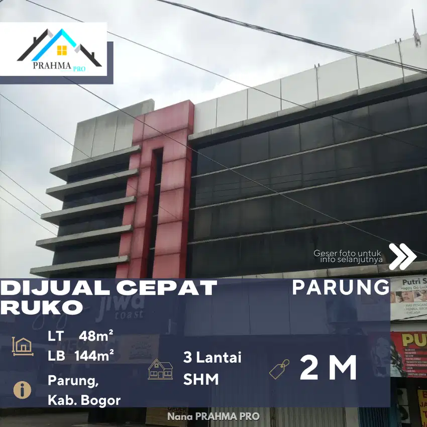 Parung Bogor Dijual Ruko Lokasi Strategis Daerah Perbelanjaan