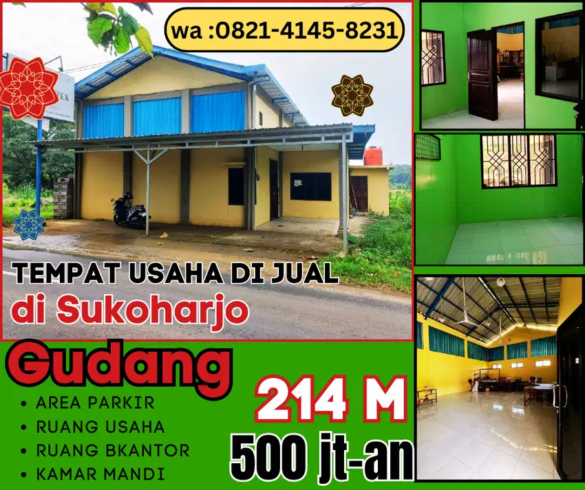 DIJUAL CEPAT BANGUNAN GUDANG UNTUK RUANG USAHA DI SUKOHARJO