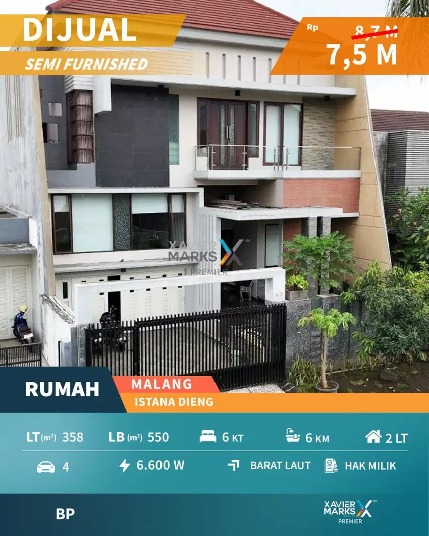 Dijual Rumah Premium Semi Furnish di Istana Dieng Malang