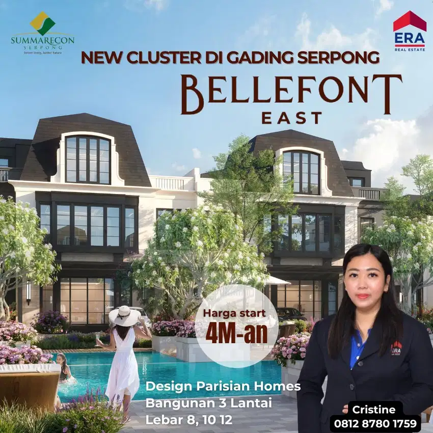 new cluster di gading serpong BELLEFONT EAST bangunan 3 lantai