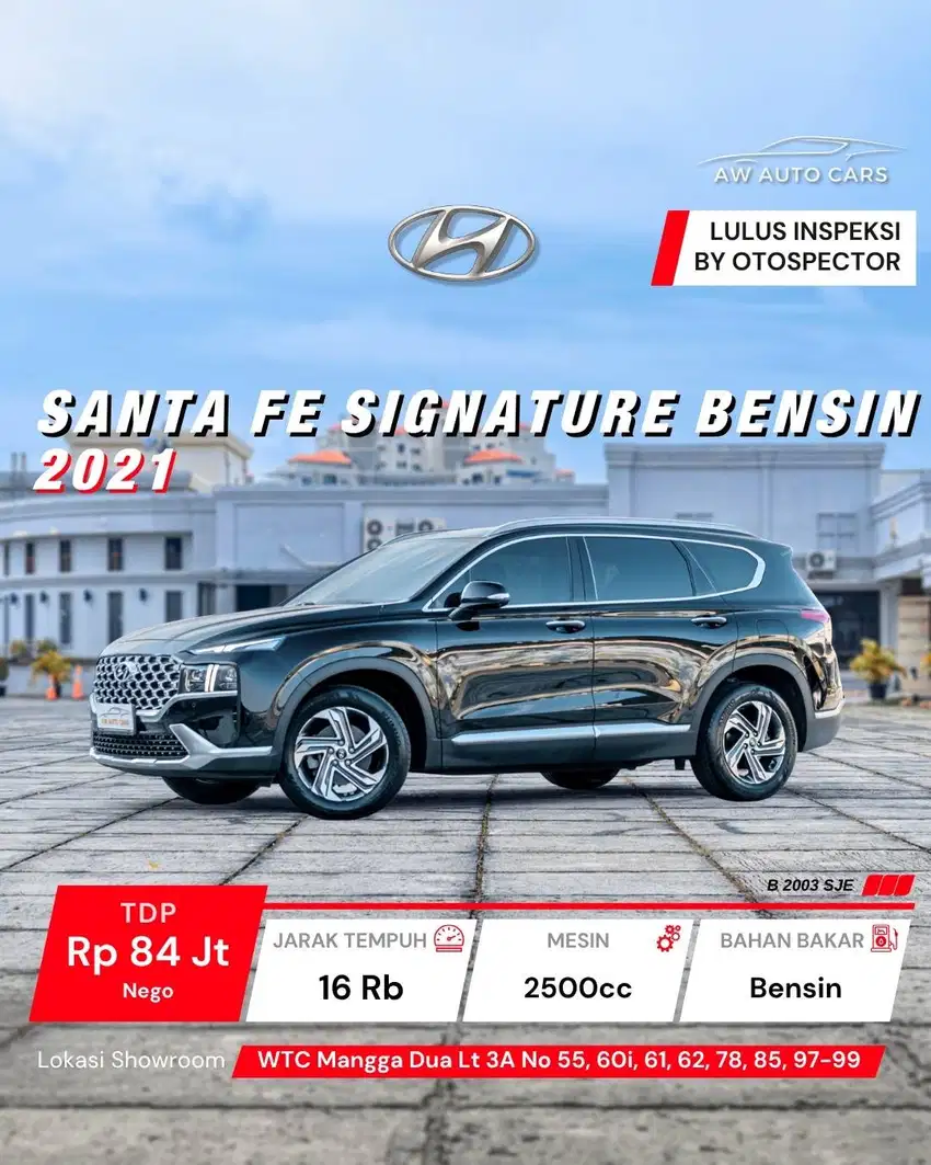 KM 16 rb Hyundai Santa Fe Signature Bensin 2021 non diesel prime 2022