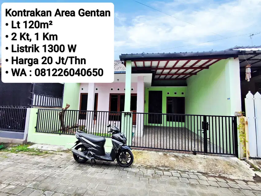 Sewa Rumah Area Gentan Dekat Luwes, Laweyan, Purwosari, Solo Baru