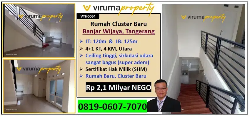 VTH0064 - Rumah Baru Cluster Baru, Banjar Wijaya, Dekat Pasar Modern