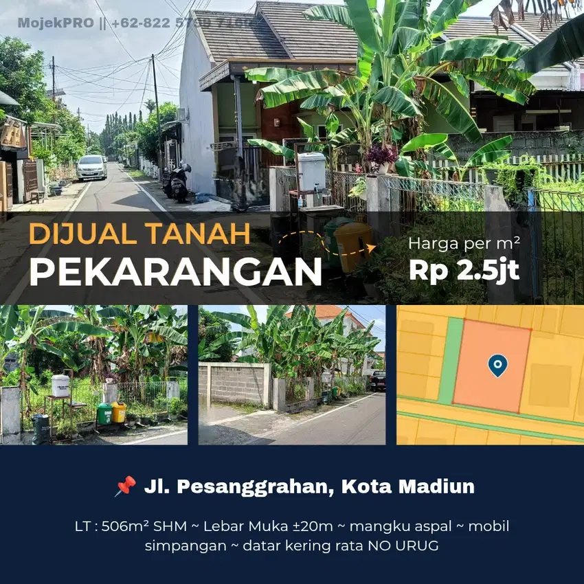 Tanah Pekarangan di Kawasan Salak Raya Tengah Kota Madiun