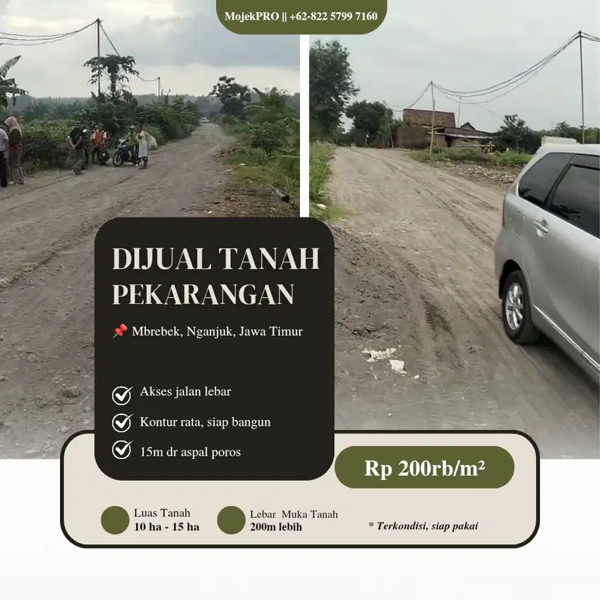 DIJUAL TANAH 15ha di Kawasan Mbrebek, Nganjuk
