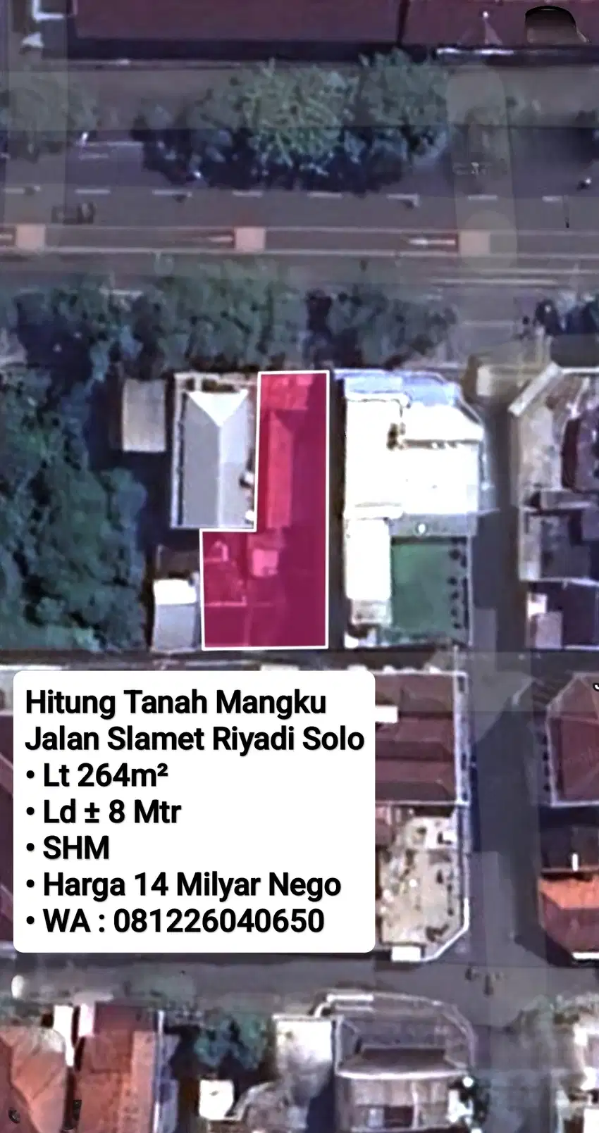 Jual Hitung Tanah Siap Bangun Area Jln Slamet Riyadi Solo Kota