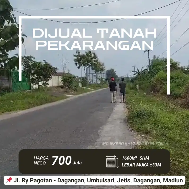 Dijual Tanah Pekarangan pinggir jalan Poros Pagotan-Dagangan