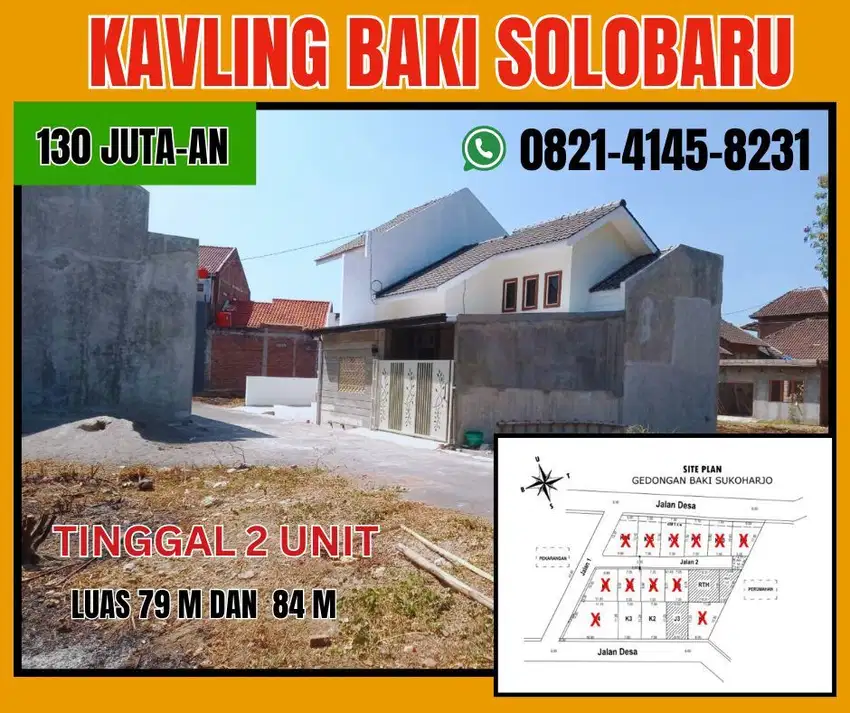 DIJUAL TANAH KAVLING SETRATEGIS DIJUAL DI GEDONGAN BAKI SOLOBARU