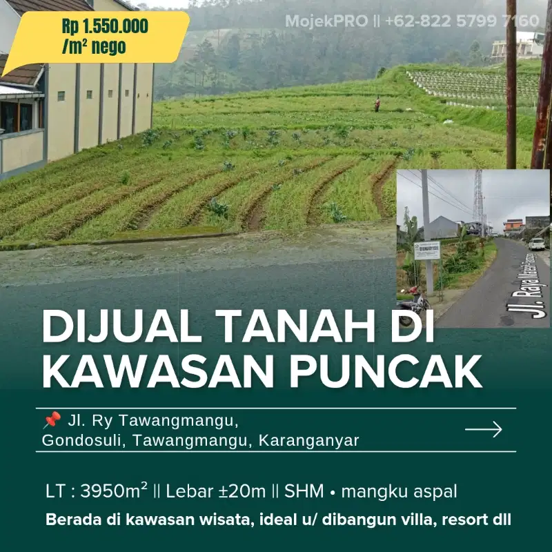 Tanah di Pinggir Jalan Raya Tawangmangu