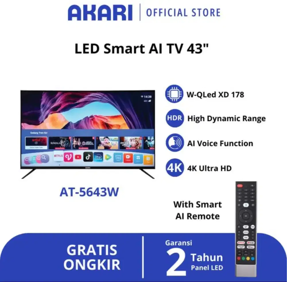 TERMURAH! LED 43 AKARI AT5643W ANDROID BISA KREDIT