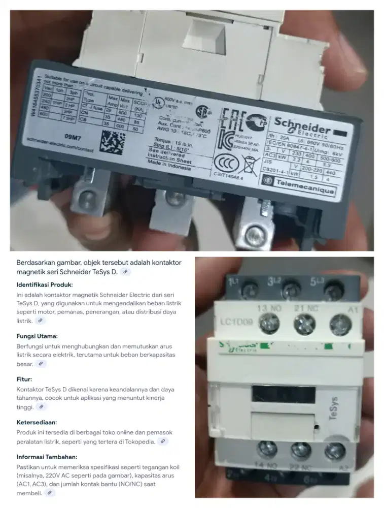 KONTAKTOR MAGNETIK DC Schneider TeSys D 25A