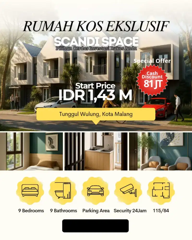 Rumah Kos Jl.Arumba 9 kt 9 km 1.3 M