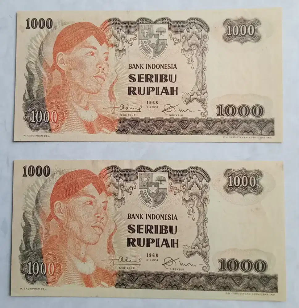 Uang kuno seri sudirman 1000 rupiah 2 lembar