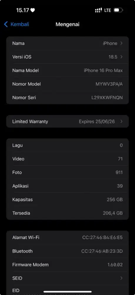 ip 16 pm mencari 256gb bekas 2hari tidak masalah